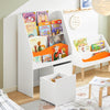 SoBuy KMB65-W Bibliothèque Enfant Étagère à Livres Étagère à Jouets Porte-revues à 4 Niveaux avec 2 Boîtes de Rangement