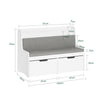 SoBuy KMB66-W Ladă de depozitare pentru copii, Bancă de depozitare pentru copii cu bibliotecă, 2 sertare pe roți și pernă de șezut, 100 x 45 x 70 cm, Alb