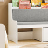 SoBuy KMB66-W Ladă de depozitare pentru copii, Bancă de depozitare pentru copii cu bibliotecă, 2 sertare pe roți și pernă de șezut, 100 x 45 x 70 cm, Alb