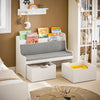 SoBuy Băncă pentru copii cu cutie de depozitare a librăriilor cu roți Băncă pentru încălțăminte cu pernă albă scaun 100x45x70cm KMB66-W