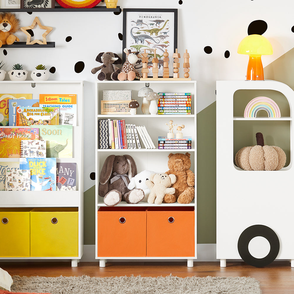 SoBuy KMB68-W Bibliotecă pentru copii Raft de cărți și jucării Mobilier pentru copii