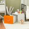 SoBuy Games Box Games pentru copii Container pentru cutii de jucării pentru copii Coșuri alb și portocaliu 40x40x35cm KMB74-W