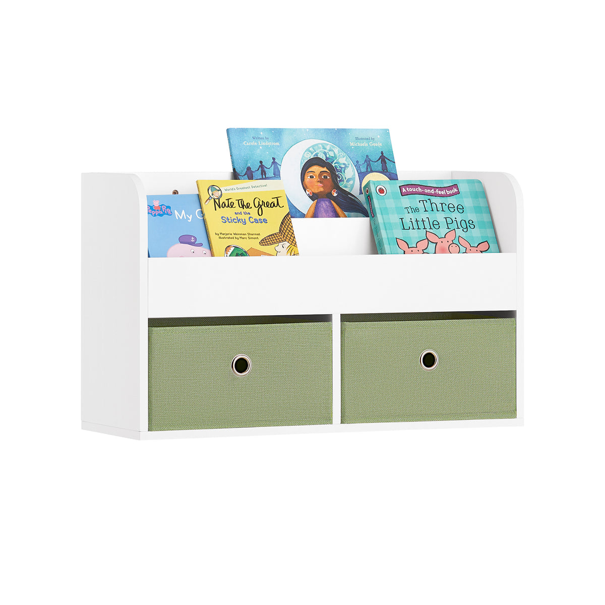 SoBuy KMB81-W Étagères Suspendue, Bibliothèque Murale pour Enfant, Étagère Murale pour Jouets et Livres à 2 Niveaux avec 2 Bo