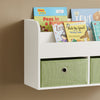 SoBuy Raftul de perete pentru copii pentru copii cu două cutii de jucărie 60x20x36 cm alb KMB81-W