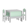 SoBuy Masă pentru copii cu 2 scaune, set de masă și 2 scaune pentru copii, birou pentru copii cu 2 rafturi laterale pentru cărți gri și verzi, KMB88-HG