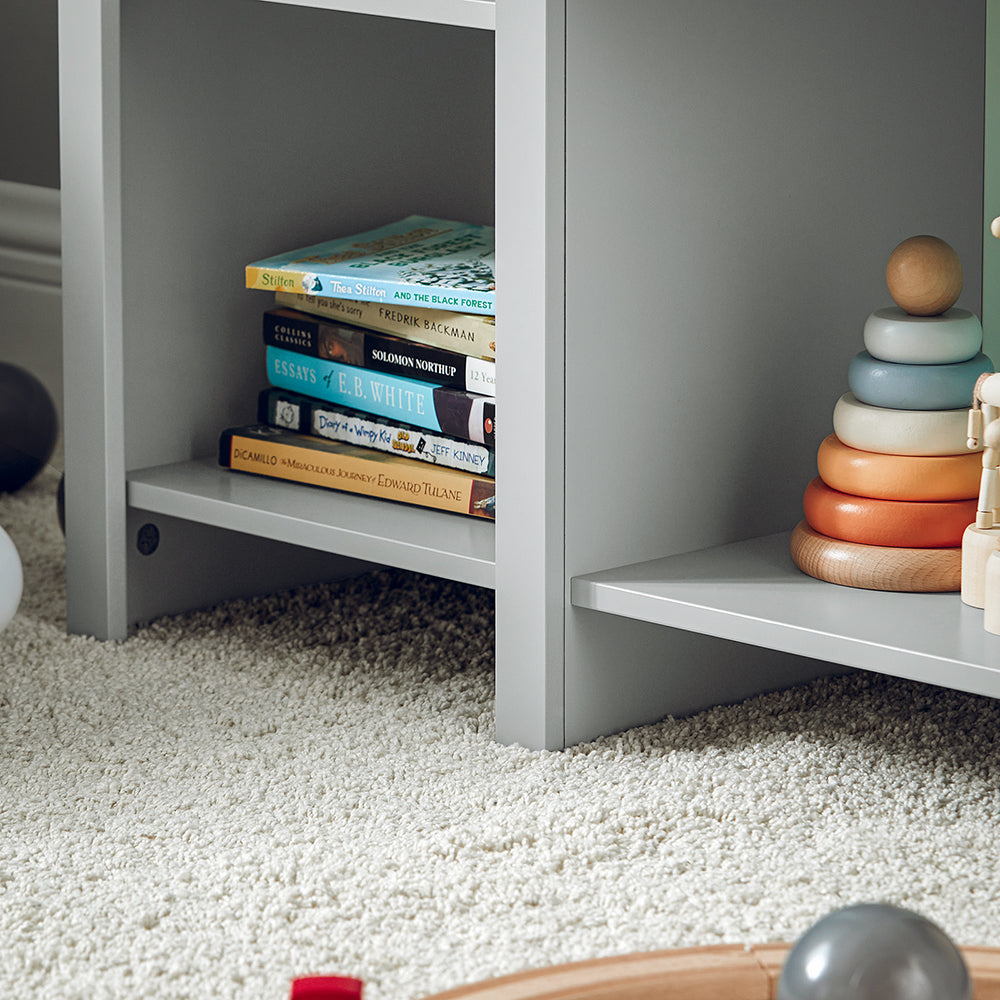 SoBuy KMB89-HG Bibliothèque pour Enfant, Banc Étagère de Rangement pour Jouets et Livres, Étagère à Livres pour Garçon Fille, 5 Compartiments