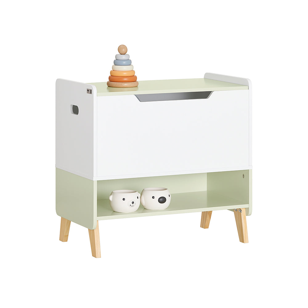 SoBuy KMB91-GR Coffre à Jouets Enfants en Bois, Boîte à Jouets avec Couvercle Rabattable, Organisateur de Jouets