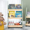 SoBuy KMB99-H-GR Bibliotecă pentru copii pe roți, Raft de cărți pentru copii, Raft pentru camera copiilor cu 5 rafturi și 4 roți