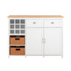 SoBuy Insula de gătit cu 2 coșuri în Rattan Kitchen Mobile credință mobilă masă pentru copii bufet alb 120x56x90cm KNL05-W