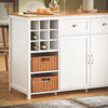 SoBuy Insula de gătit cu 2 coșuri în Rattan Kitchen Mobile credință mobilă masă pentru copii bufet alb 120x56x90cm KNL05-W