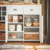 SoBuy Insula de gătit cu 2 coșuri în Rattan Kitchen Mobile credință mobilă masă pentru copii bufet alb 120x56x90cm KNL05-W