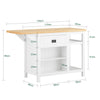 SoBuy KNL06-WN Placard ilot Central de Cuisine avec Plan de Travail Extensible en Bois d'hévéa, 2 Portes, 2 Tiroirs