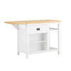 SoBuy KNL06-WN Placard ilot Central de Cuisine avec Plan de Travail Extensible en Bois d'hévéa, 2 Portes, 2 Tiroirs