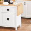 SoBuy Bucătărie bucătărie bucătărie cu 2 uși și 1 sertar credință bufet alb și cărucior de bucătărie natural 144.5x60x94.8cm KNL06-Cross