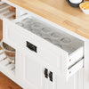 SoBuy KNL06-WN Placard ilot Central de Cuisine avec Plan de Travail Extensible en Bois d'hévéa, 2 Portes, 2 Tiroirs