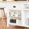 SoBuy KNL06-WN Placard ilot Central de Cuisine avec Plan de Travail Extensible en Bois d'hévéa, 2 Portes, 2 Tiroirs