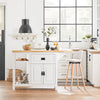 SoBuy KNL06-WN Placard ilot Central de Cuisine avec Plan de Travail Extensible en Bois d'hévéa, 2 Portes, 2 Tiroirs