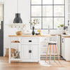 SoBuy Bucătărie bucătărie bucătărie cu 2 uși și 1 sertar credință bufet alb și cărucior de bucătărie natural 144.5x60x94.8cm KNL06-Cross