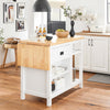 SoBuy KNL06-WN Placard ilot Central de Cuisine avec Plan de Travail Extensible en Bois d'hévéa, 2 Portes, 2 Tiroirs