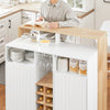 SoBuy Penisola Kitchen Independent Kitchen Mobile Bianco-Natural Credenza 105x60x105 cm KNL07-WW