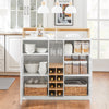 SoBuy Penisola Kitchen Independent Kitchen Mobile Bianco-Natural Credenza 105x60x105 cm KNL07-WW