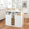 SoBuy Penisola Kitchen Independent Kitchen Mobile Bianco-Natural Credenza 105x60x105 cm KNL07-WW