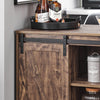 SoBuy KNL08-N îlot Central Mange-Debout Placard de Cuisine Buffet de Rangement Multi-rangements avec 1 Porte de Grange, Porte-Bouteilles, 3 Tiroirs