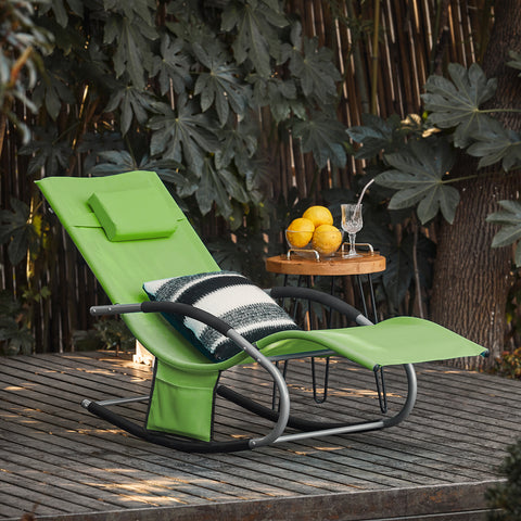 SoBuy Fotoliu de balansare pentru scaun de grădină cu tetiera și ogs de tascine verzi28-GR