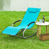 SoBuy Fotoliu de balansoar de punte de grădină cu tetiera și OGS28-HB albastru