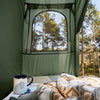 SoBuy OGS32-GR Cort de Camping Pliabil 4 în 1 cu Acoperiș, Sac de Dormit, Saltea Gonflabilă, 1 Persoană, Verde