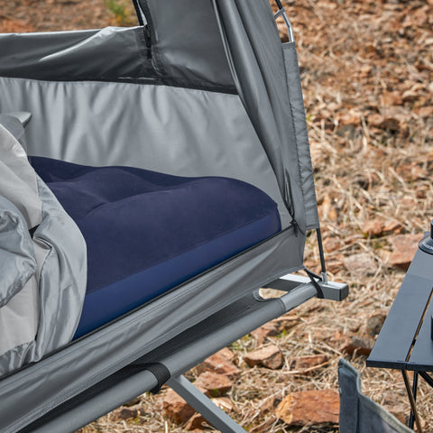 SoBuy Cottain de camping cu cotituri pliante cu saltea și 1 max pung de dormit floare 114kg gri 193x86x160cm OGS32-HG