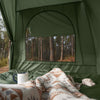 SoBuy OGS32-L-GR Cort de camping 4 în 1 pliabil cu pat supraînălțat, acoperiș, sac de dormit, saltea gonflabilă - 2 persoane - Ideal pentru drumeții, festivaluri și aer liber