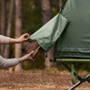 SoBuy OGS32-L-GR Cort de camping 4 în 1 pliabil cu pat supraînălțat, acoperiș, sac de dormit, saltea gonflabilă - 2 persoane - Ideal pentru drumeții, festivaluri și aer liber