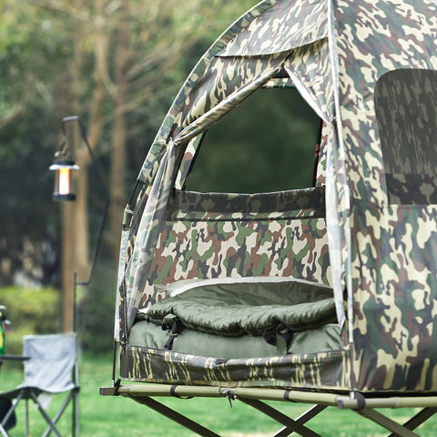 SoBuy Curta de camping cu cotituri pliante cu saltea și 1 sac de dormit maxim ridicat 114 kg multicolore 193x86x160cm OGS32-TN