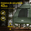 SoBuy OGS32-II-L-GR Cort de camping pentru exterior Cort dublu cu cârlig pentru lampă și genți de depozitare pentru încălțăminte Cort 3 în 1 pentru 2 persoane, 193x188x145 cm