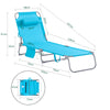 SoBuy OGS35-B Transat Jardin Extérieur Pliable Bain de Soleil avec Oreiller Chaise Longue Relax avec Poche Latérale Confortable Mobilier de Jardin pour Terrasse Plage Piscine Bleu ciel155x56x81cm