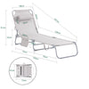 SoBuy OGS35-MI Transat Jardin Extérieur Pliable Bain de Soleil avec Oreiller Chaise Longue Relax avec Poche Latérale Confortable Mobilier de Jardin pour Terrasse Plage Piscine Beige 155x56x81cm