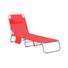 SoBuy OGS35-R Șezlong Pliabil de Grădină Exterior, Șezlong pentru Plajă cu Pernă, Șezlong Relaxant cu Buzunar Lateral, Mobilier Confortabil de Grădină pentru Terasă, Plajă, Piscină, Roșu 155x56x81cm