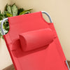 SoBuy OGS35-R Șezlong Pliabil de Grădină Exterior, Șezlong pentru Plajă cu Pernă, Șezlong Relaxant cu Buzunar Lateral, Mobilier Confortabil de Grădină pentru Terasă, Plajă, Piscină, Roșu 155x56x81cm