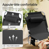 SoBuy OGS35-SCHx2 Lot de 2 Transat Jardin Extérieur Pliable Bain de Soleil avec Oreiller Chaise Longue Relax avec Poche Latérale Mobilier de Jardin pour Terrasse Plage Piscine Noir 155x56x81 cm