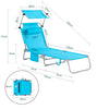 SoBuy OGS48-B Șezlong de grădină pliabil pentru exterior, șezlong cu pernă, șezlong relaxant cu parasolar și buzunar lateral, mobilier de grădină pentru terasă, plajă, piscină, albastru deschis 155x56x81cm