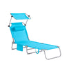 SoBuy OGS48-B Șezlong de grădină pliabil pentru exterior, șezlong cu pernă, șezlong relaxant cu parasolar și buzunar lateral, mobilier de grădină pentru terasă, plajă, piscină, albastru deschis 155x56x81cm
