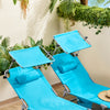 SoBuy OGS48-B Șezlong de grădină pliabil pentru exterior, șezlong cu pernă, șezlong relaxant cu parasolar și buzunar lateral, mobilier de grădină pentru terasă, plajă, piscină, albastru deschis 155x56x81cm