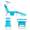 SoBuy OGS48-B Șezlong de grădină pliabil pentru exterior, șezlong cu pernă, șezlong relaxant cu parasolar și buzunar lateral, mobilier de grădină pentru terasă, plajă, piscină, albastru deschis 155x56x81cm