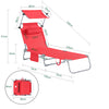 SoBuy OGS48-R Șezlong Pliabil de Grădină Exterior, Șezlong de Plajă cu Pernă, Șezlong Relaxant cu Parasolar și Buzunar Lateral, Mobilier de Grădină pentru Terasă Plajă Piscină, Roșu 155x56x81cm