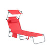 SoBuy OGS48-R Șezlong Pliabil de Grădină Exterior, Șezlong de Plajă cu Pernă, Șezlong Relaxant cu Parasolar și Buzunar Lateral, Mobilier de Grădină pentru Terasă Plajă Piscină, Roșu 155x56x81cm