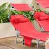 SoBuy OGS48-R Șezlong Pliabil de Grădină Exterior, Șezlong de Plajă cu Pernă, Șezlong Relaxant cu Parasolar și Buzunar Lateral, Mobilier de Grădină pentru Terasă Plajă Piscină, Roșu 155x56x81cm