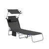 SoBuy OGS48-SCH Șezlong de grădină pliabil cu pernă, șezlong de relaxare cu parasolar și buzunar lateral, mobilier de grădină pentru terasă, plajă, piscină, negru 155x56x81cm