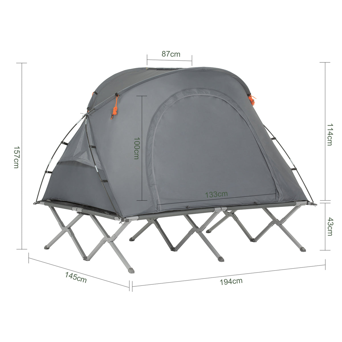 SoBuy OGS60-L-HG Pat Pliabil de Camping din Aluminiu Ușor, 3 în 1 cu Acoperiș Anti-UV + Saltea Gonflabilă Integrată + Geantă de Transport, 2 Persoane
