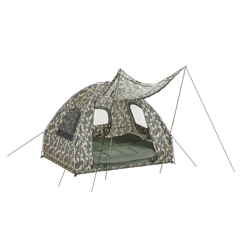 SoBuy OGS61-L-TN Tente Surélevée, Lit de Camping Pliable 3 en 1 avec Toit Anti-UV + Matelas Gonflable Intégré + Sac de Transp